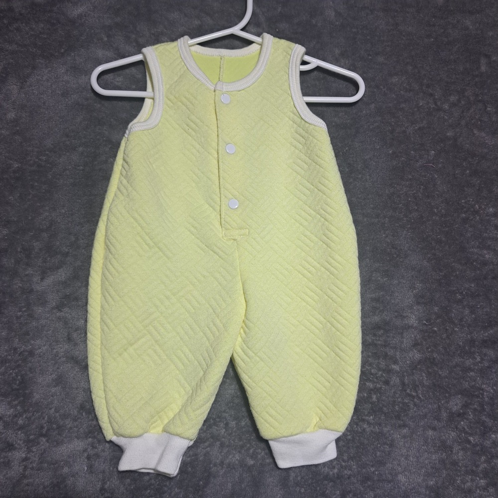 VTG Mothercare Yellow Quilted Sleeveless Romper Made in Great Britain 60cm Retro